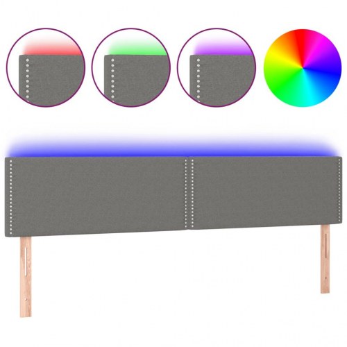 Sengegavl med LED-lys 160x5x78/88 cm stof mørkegrå