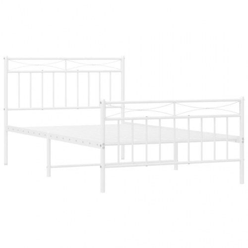 Sengeramme i metal med sengegavl og fodgærde 107 x 203 cm - hvid