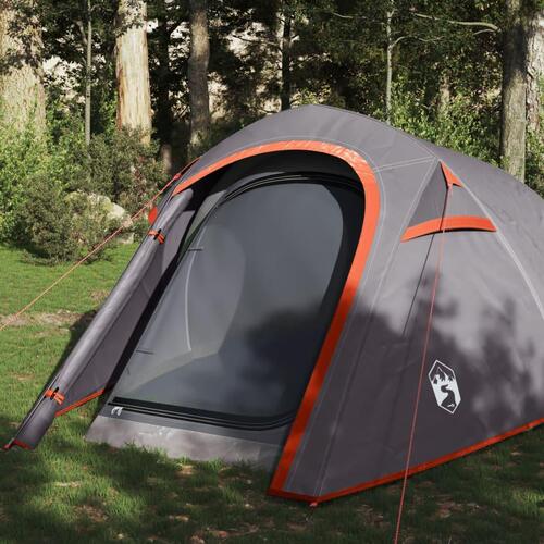 3-personers campingtelt vandafvisende grå og orange