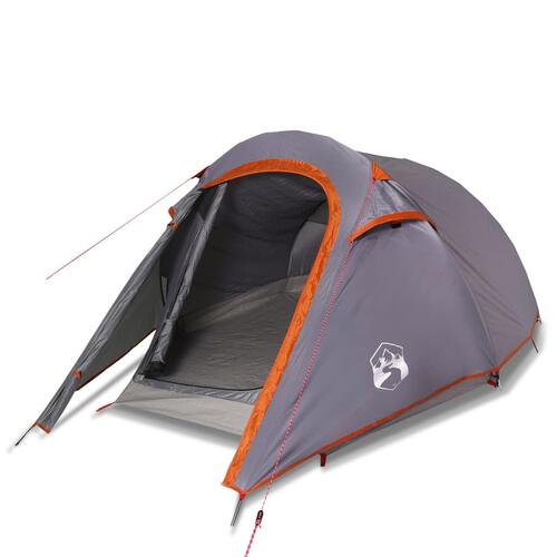 3-personers campingtelt vandafvisende grå og orange