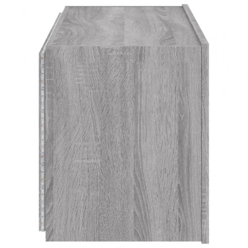 Væghængt tv-bord med LED-lys 80 x 35 x 41 cm - grå sonoma-eg