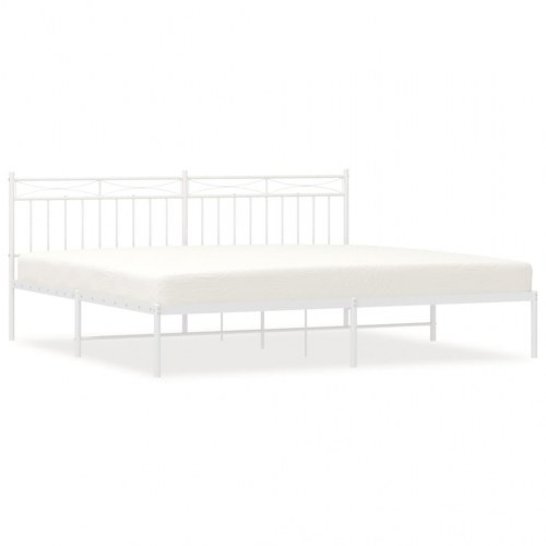 Sengeramme med sengegavl 200x200 cm - metal, hvid