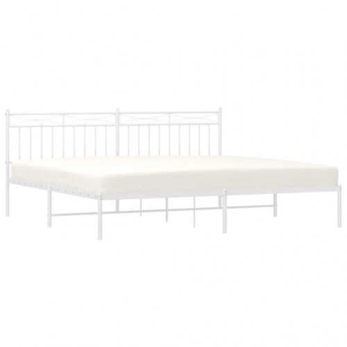 Sengeramme med sengegavl 200x200 cm - metal, hvid