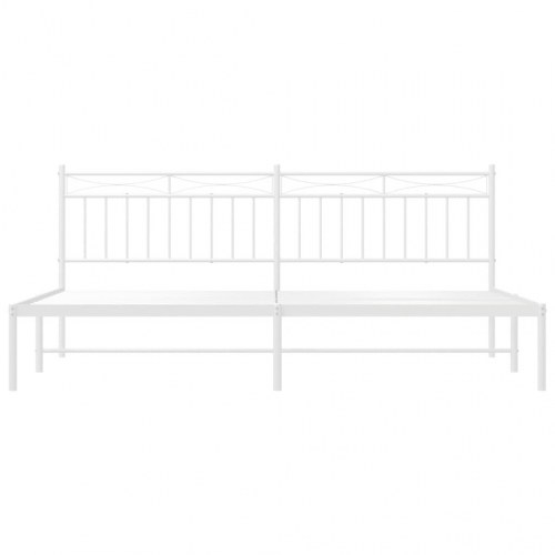Sengeramme med sengegavl 200x200 cm - metal, hvid