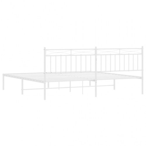 Sengeramme med sengegavl 200x200 cm - metal, hvid