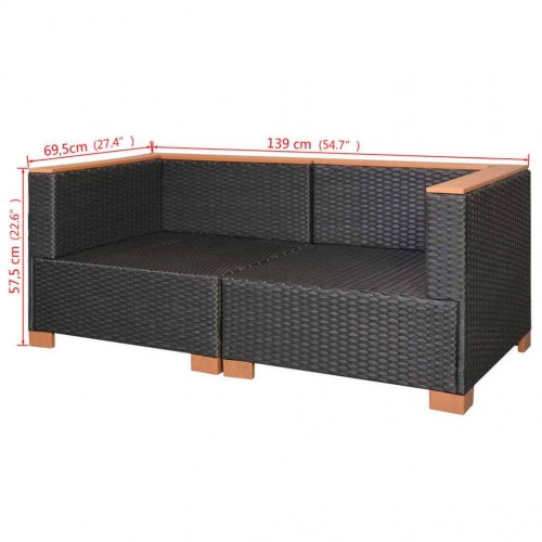 Havesofa polyrattan sort