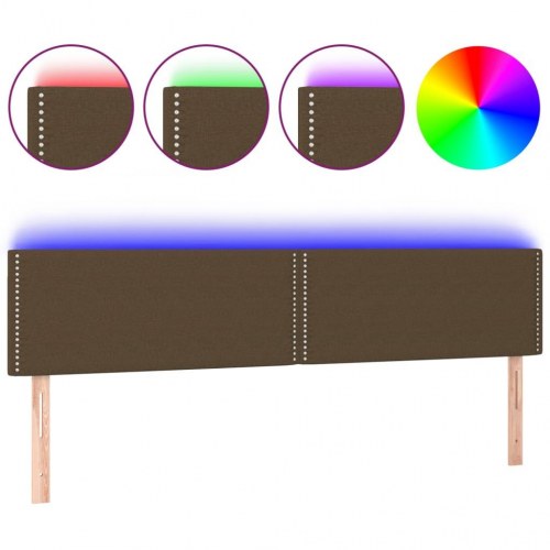 Sengegavl med LED-lys 160x5x78/88 cm stof mørkebrun