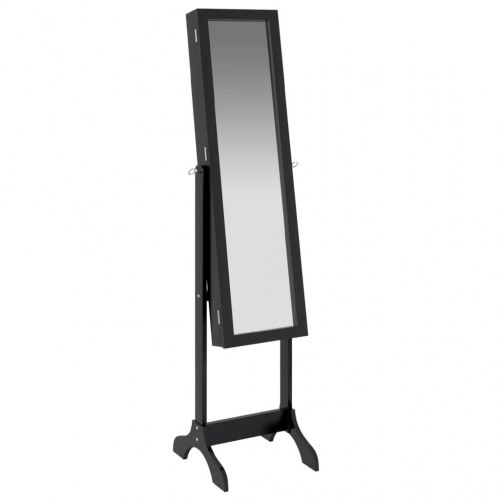 Fritstående spejl 34 × 37 × 146 cm - sort gulvspejl med opbevaring