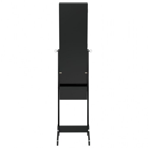 Fritstående spejl 34 × 37 × 146 cm - sort gulvspejl med opbevaring