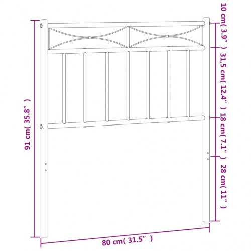 Sengegavl i metal 75 cm - hvid, klassisk design