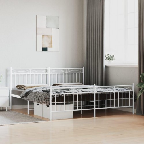 Sengeramme med sengegavl og fodgærde 183 x 213 cm - hvid