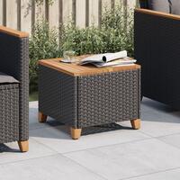 Havebord 45x45x37 cm polyrattan og akacietræ sort
