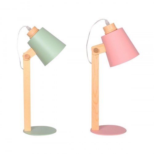 Bordlampe sæt - grøn/pink, træ & metal, E27 (2 stk)