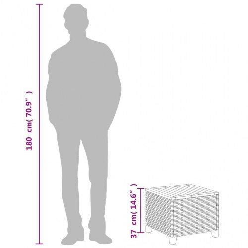 Havebord 45x45x37 cm polyrattan og akacietræ sort