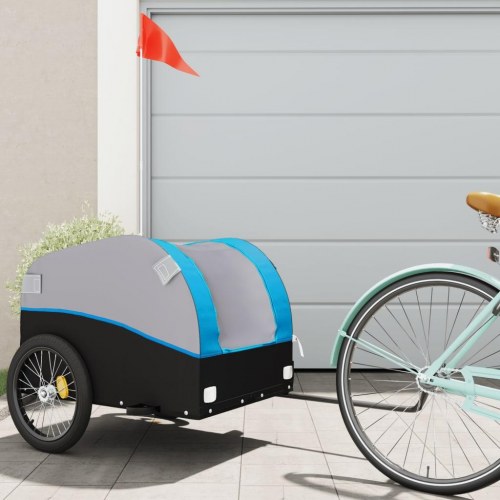 Cykelanhænger 45 kg i jern sort og blå