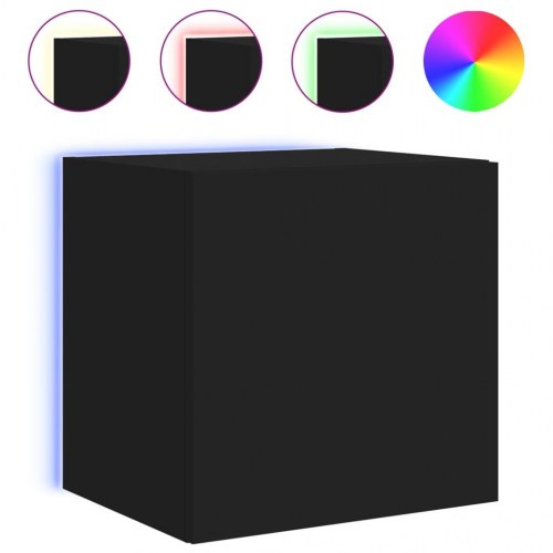 Væghængt tv-bord med LED-lys 40,5 x 35 x 40 cm - sort