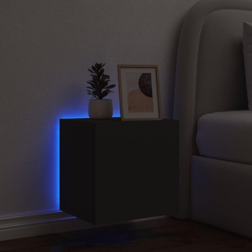 Væghængt tv-bord med LED-lys 40,5 x 35 x 40 cm - sort
