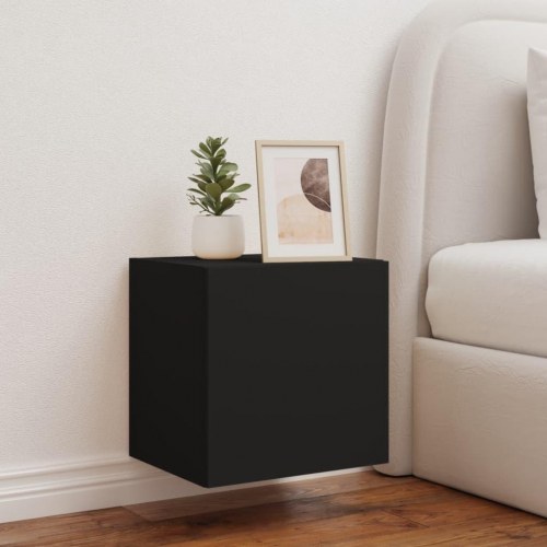 Væghængt tv-bord med LED-lys 40,5 x 35 x 40 cm - sort