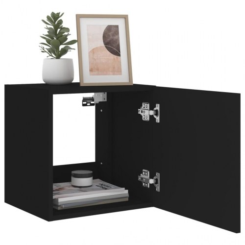Væghængt tv-bord med LED-lys 40,5 x 35 x 40 cm - sort