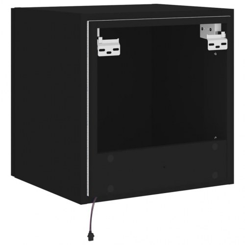 Væghængt tv-bord med LED-lys 40,5 x 35 x 40 cm - sort