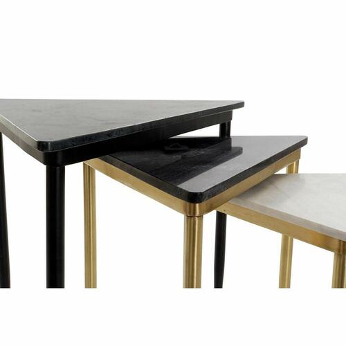 Set med 3 små borde Hvid Sort Grøn Gylden 68 x 46,5 x 53 cm