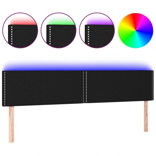 Sengegavl med LED-lys 180 × 5 × 78/88 cm - stof, sort