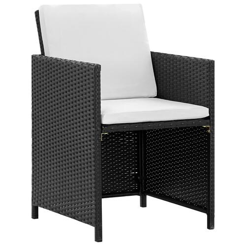 Udendørs spisebordssæt 9 dele med hynder polyrattan sort