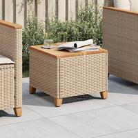 Havebord 45x45x37 cm polyrattan og akacietræ beige