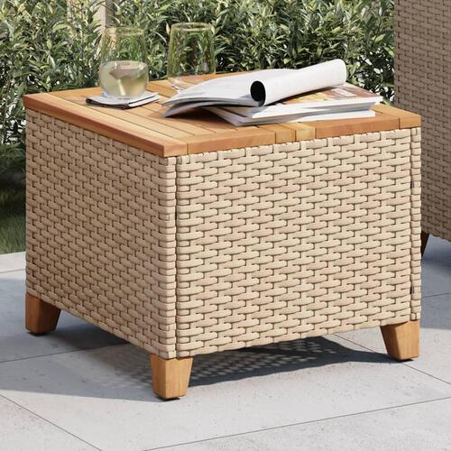 Havebord 45x45x37 cm polyrattan og akacietræ beige