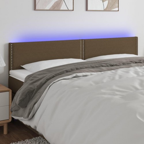 Sengegavl med LED-lys 180×5×78/88 cm - stof, mørkebrun