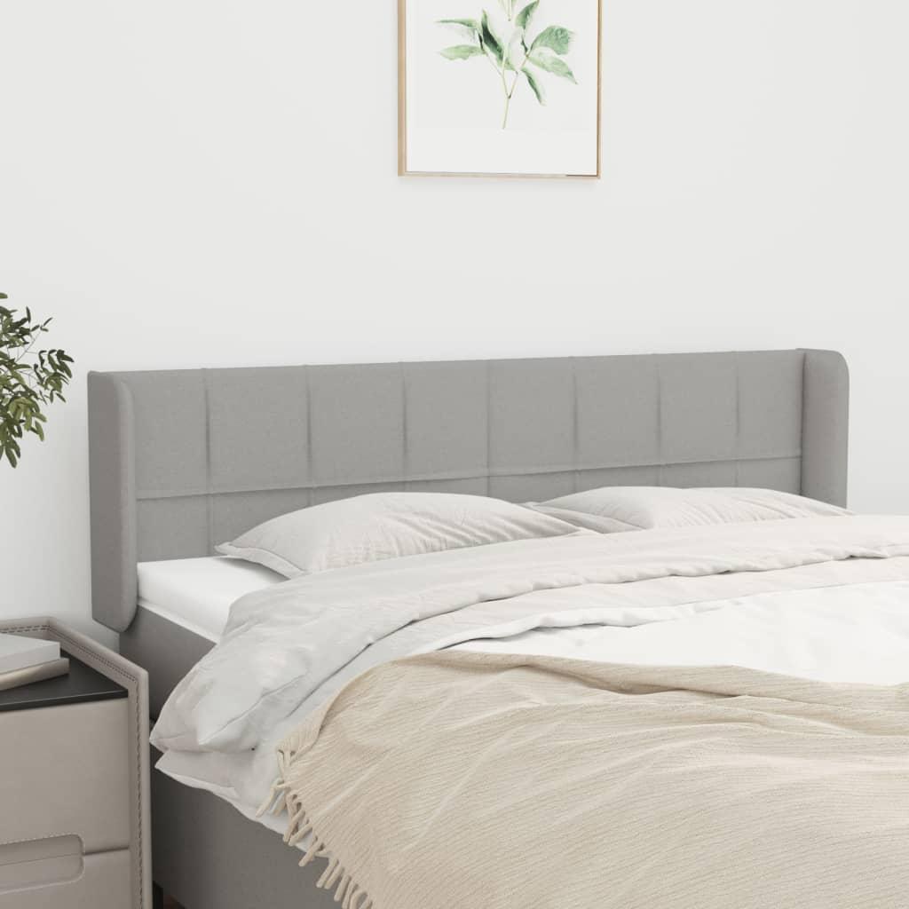 Sengegavl Med Kanter 83X16X78/128 Cm Stof - Lysegrå / 147 x 16 x 78/88 cm