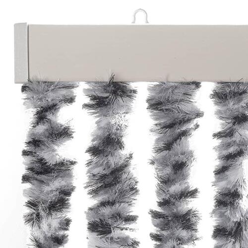 Flueforhæng 90x220 cm chenille grå + sort og hvid