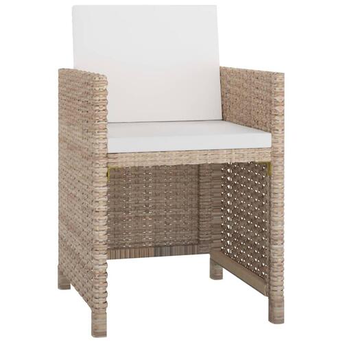 Udendørs spisebordssæt 9 dele med hynder polyrattan beige