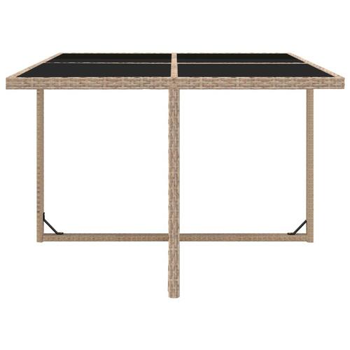 Udendørs spisebordssæt 9 dele med hynder polyrattan beige