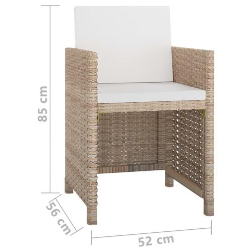 Udendørs spisebordssæt 9 dele med hynder polyrattan beige