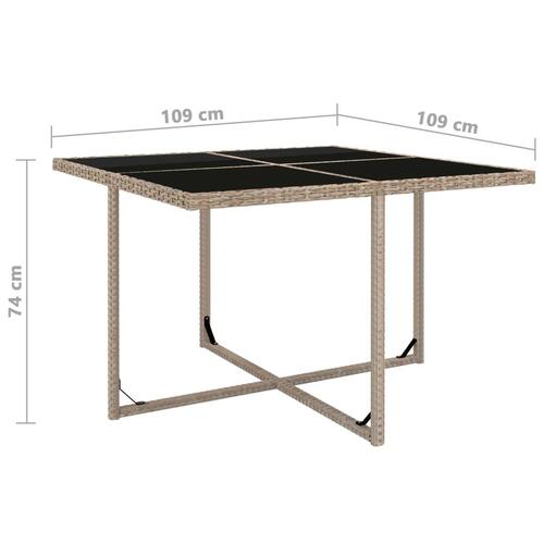 Udendørs spisebordssæt 9 dele med hynder polyrattan beige