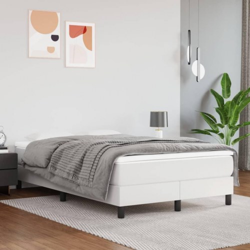 Kontinentalseng med madras 120x190 cm - kunstlæder, hvid