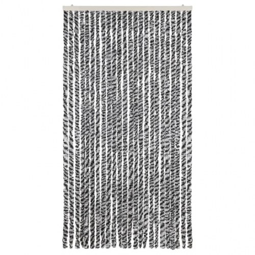 Flueforhæng 100×220 cm i chenille - grå/sort/hvid