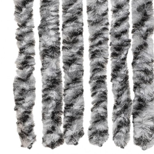 Flueforhæng 100×220 cm i chenille - grå/sort/hvid