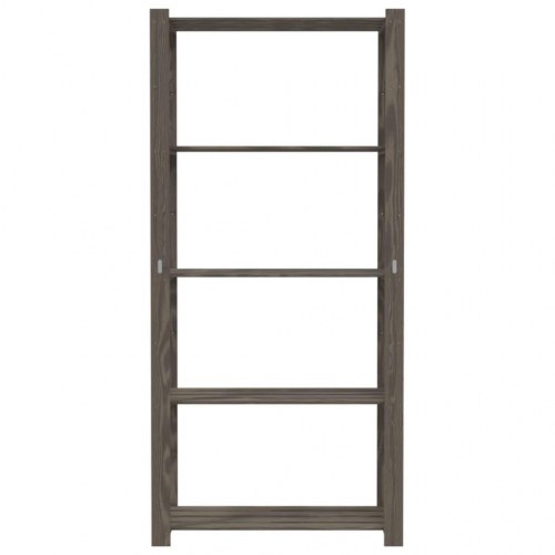 Opbevaringsreol i massivt fyrretræ - 5 hylder, 80×38×170 cm, grå