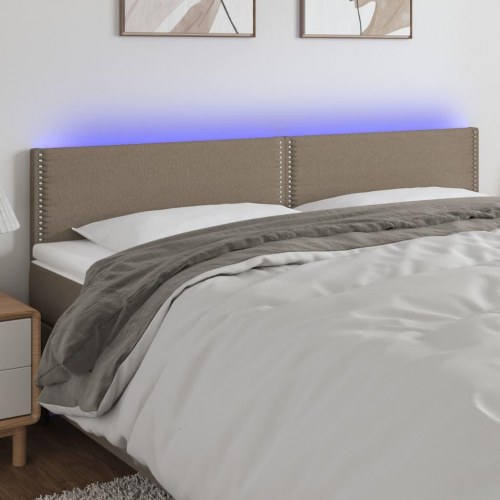 Sengegavl i stof med LED-lys 200×5×78/88 cm - gråbrun