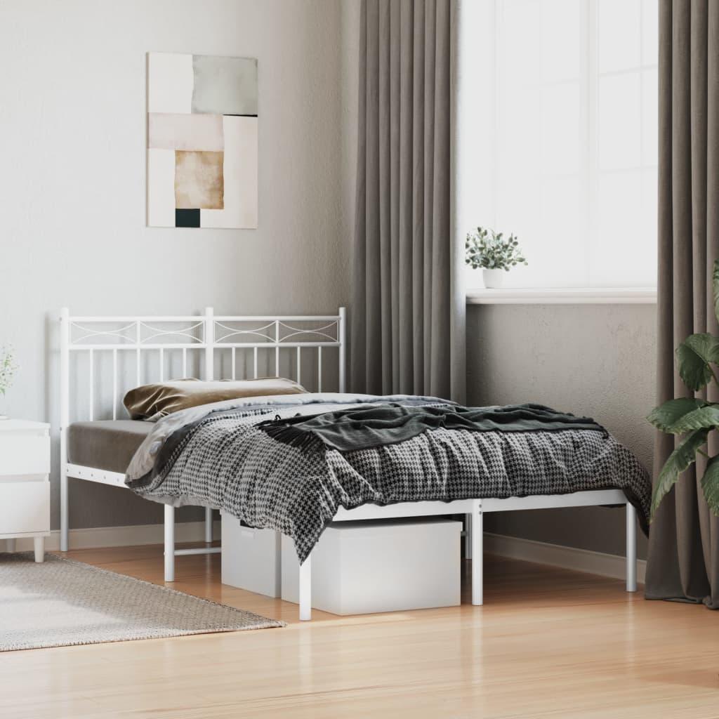 Sengeramme med sengegavl 120x200 cm metal hvid
