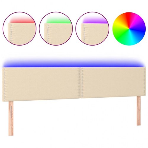 Sengegavl med LED-lys 200x5x78/88 cm stof cremefarvet