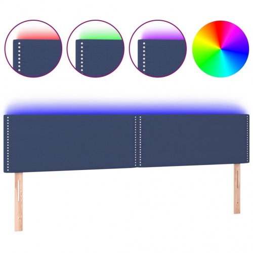Sengegavl med LED-lys 200×5×78/88 cm - stof, blå