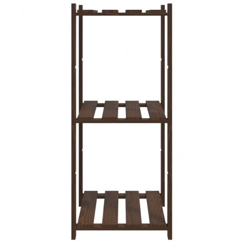 Opbevaringsreol i massivt fyrretræ - 3 hylder, 60×38×90 cm, brun