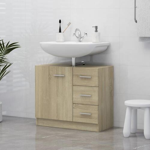 Underskab til håndvask 63x30x54 cm konstrueret træ sonoma-eg