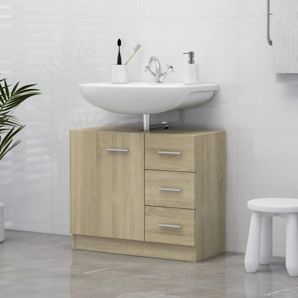 Underskab til håndvask 63x30x54 cm konstrueret træ sonoma-eg