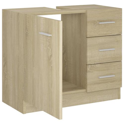Underskab til håndvask 63x30x54 cm konstrueret træ sonoma-eg