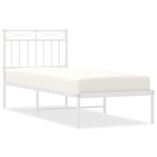 Sengeramme med sengegavl 80×200 cm - metal, hvid