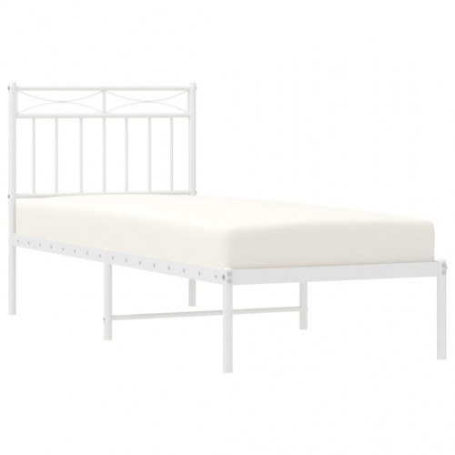 Sengeramme med sengegavl 80×200 cm - metal, hvid